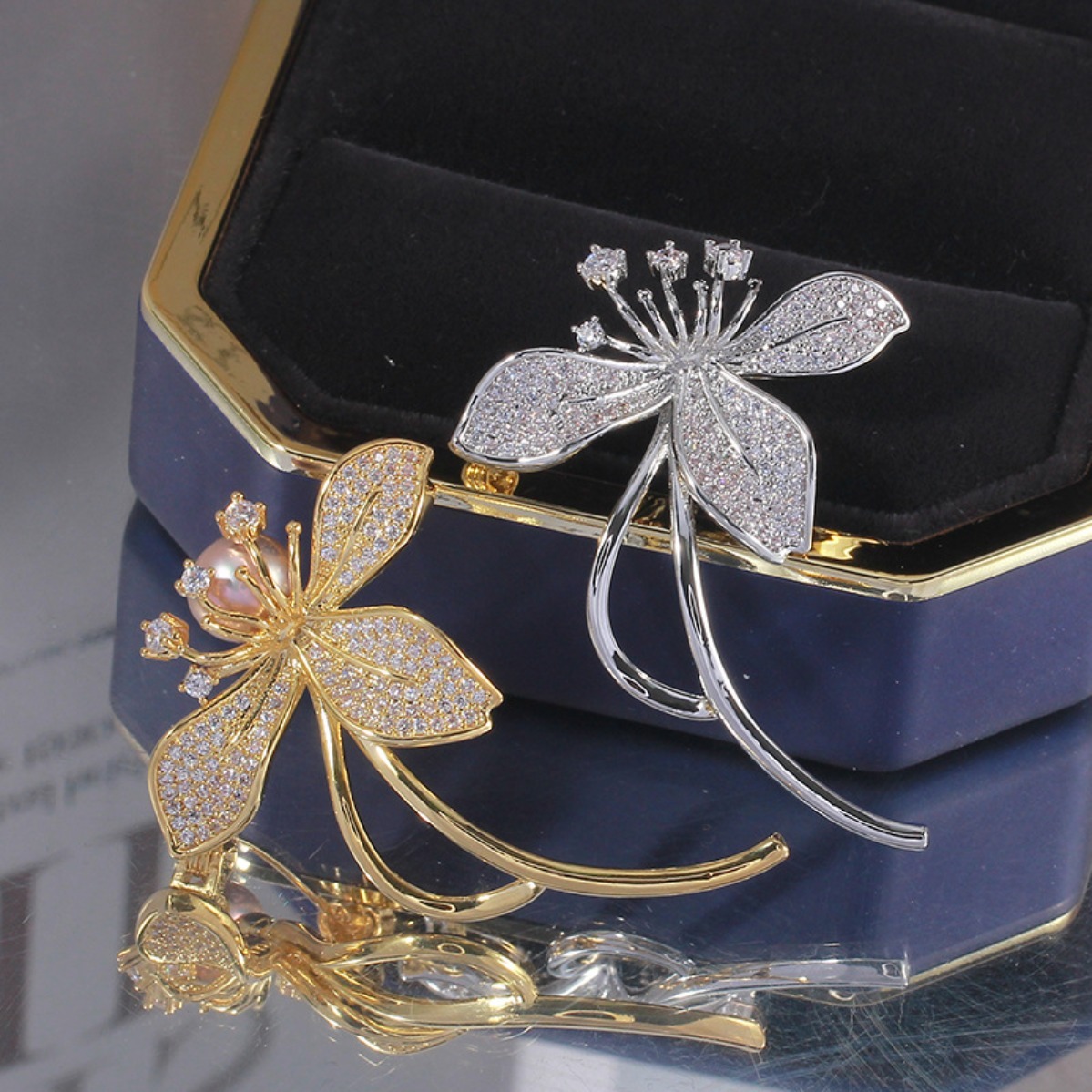 Brooch Pin Gold - เข็มกลัดเปล่าดีไซน์เรียบง่าย ชุบทองเหลือง, เข็มประดับด้วยเพชรสังเคราะห์, อุปกรณ์เสริมสำหรับทำเข็มกลัดแบบ DIY ประดับด้วยไข่มุกสไตล์บาโรก