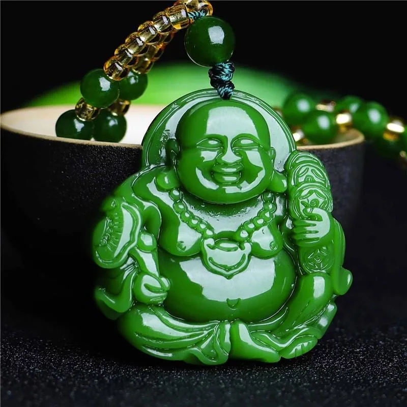 Women Accessories Trending - จีนสีเขียวหยกMaitreyaพระพุทธรูปจี้สร้อยคอสร้อยคอสร้อยคอสร้อยคอสร้อยคอสร้อยคอสร้อยคอสร้อยคอสร้อยคอสร้อยข้อมือหยกเครื่องประดับแกะสลักAmuletอุปกรณ์เสริมแฟชั่นสำหรับผู้หญิงผู้ชาย