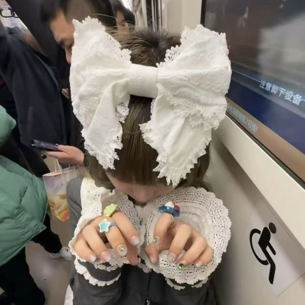 Women'S Victorian Accessories - ที่คาดผมลูกไม้สไตล์โลลิต้า Y2K น่ารัก ประดับโบว์ใหญ่หวานๆ สไตล์วิคตอเรียน คาวาอี้