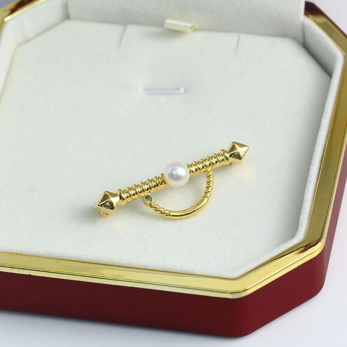 Brooch Pin Gold - ตัวเรือนเข็มกลัดลายเกลียวเส้นตรง ชุบทองเหลือง, พื้นผิวเรียบ, อุปกรณ์สำหรับทำเครื่องประดับคอร์ซาจไข่มุก DIY