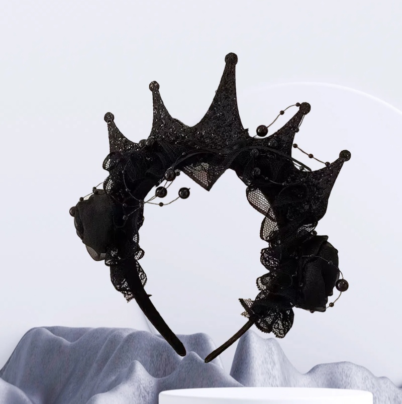 Women'S Victorian Accessories - มงกุฎดอกกุหลาบสีดำสไตล์โกธิค ประดับลูกไม้ สำหรับผู้หญิง ใช้ในงานฮาโลวีน งานแต่งงาน งานปาร์ตี้