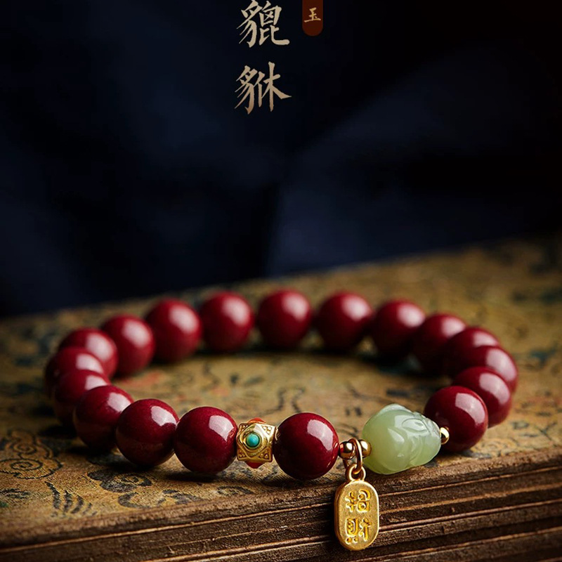 Women'S Red Accessories - กำไลข้อมือซินนาบาร์สีแดงธรรมชาติแบบกำหนดเอง อุปกรณ์เสริมลูกปัดพิกซิว กำไล DIY เครื่องประดับแฟชั่น ของขวัญเครื่องรางสำหรับผู้หญิง