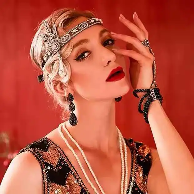 Women'S Accessories In The 1920S - Great 1920s Gatsby ชุดเครื่องแต่งกายชุดอุปกรณ์เสริมสําหรับผู้หญิงคอสเพลย์ Flapper Headband