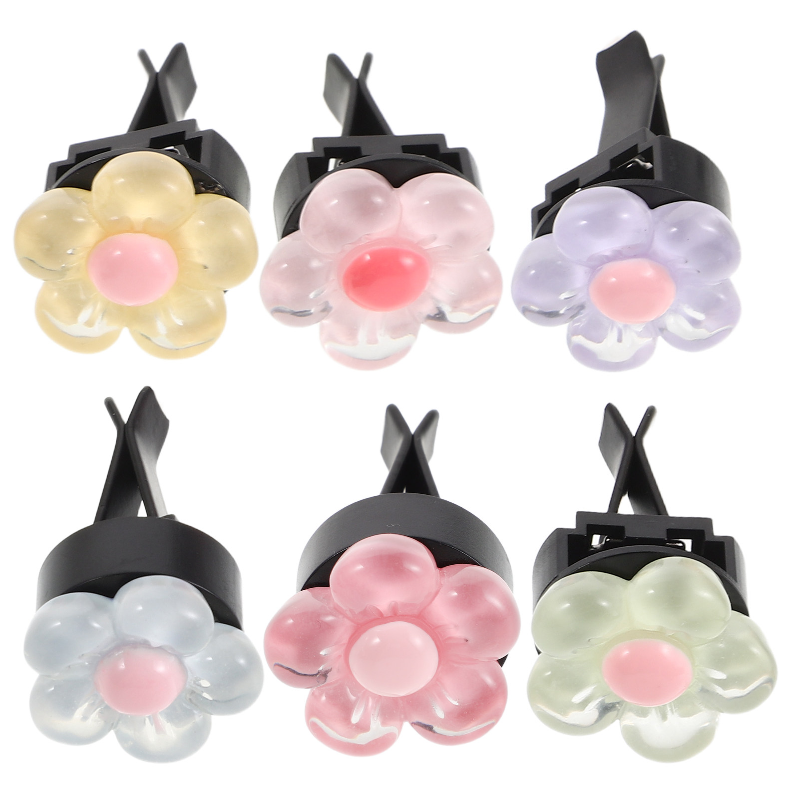Women Accessories Outlet - 6 ชิ้น คลิปติดช่องแอร์ลายดอกไม้ คลิปติดช่องแอร์รถยนต์ ของตกแต่งภายในรถยนต์น่ารัก อุปกรณ์เสริมช่องลมแอร์