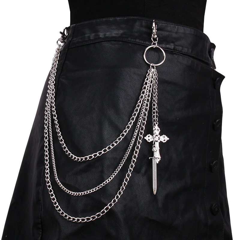 Women'S Jeans Accessories - Hip Hop Skull Cross กางเกงเอวผู้ชายผู้หญิง Cool