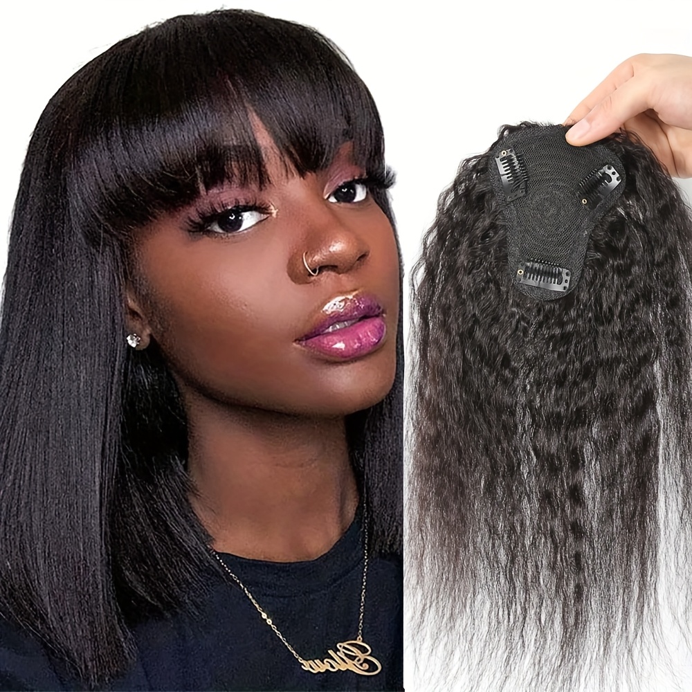 Women Accessories On Sale - ท็อปเปอร์ผมตรงแบบหยิกพร้อมหน้าม้า แฮร์พีซแบบคลิปหนีบมองไม่เห็น วิกผมสำเร็จรูปสำหรับผู้หญิง ต่อผมแบบ T-Shaped Intranet