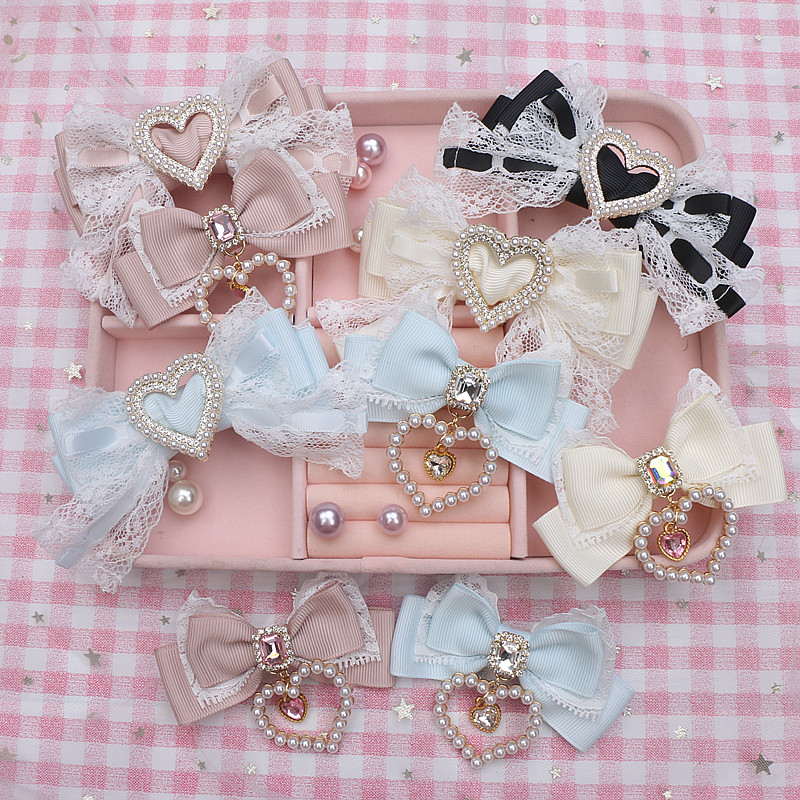 Women'S Victorian Accessories - เครื่องประดับผมโบว์ลูกไม้ทำมือ 2 ชิ้น สไตล์วิคตอเรียน จิไรเคอิ โบว์ประดับตกแต่งสวยงาม
