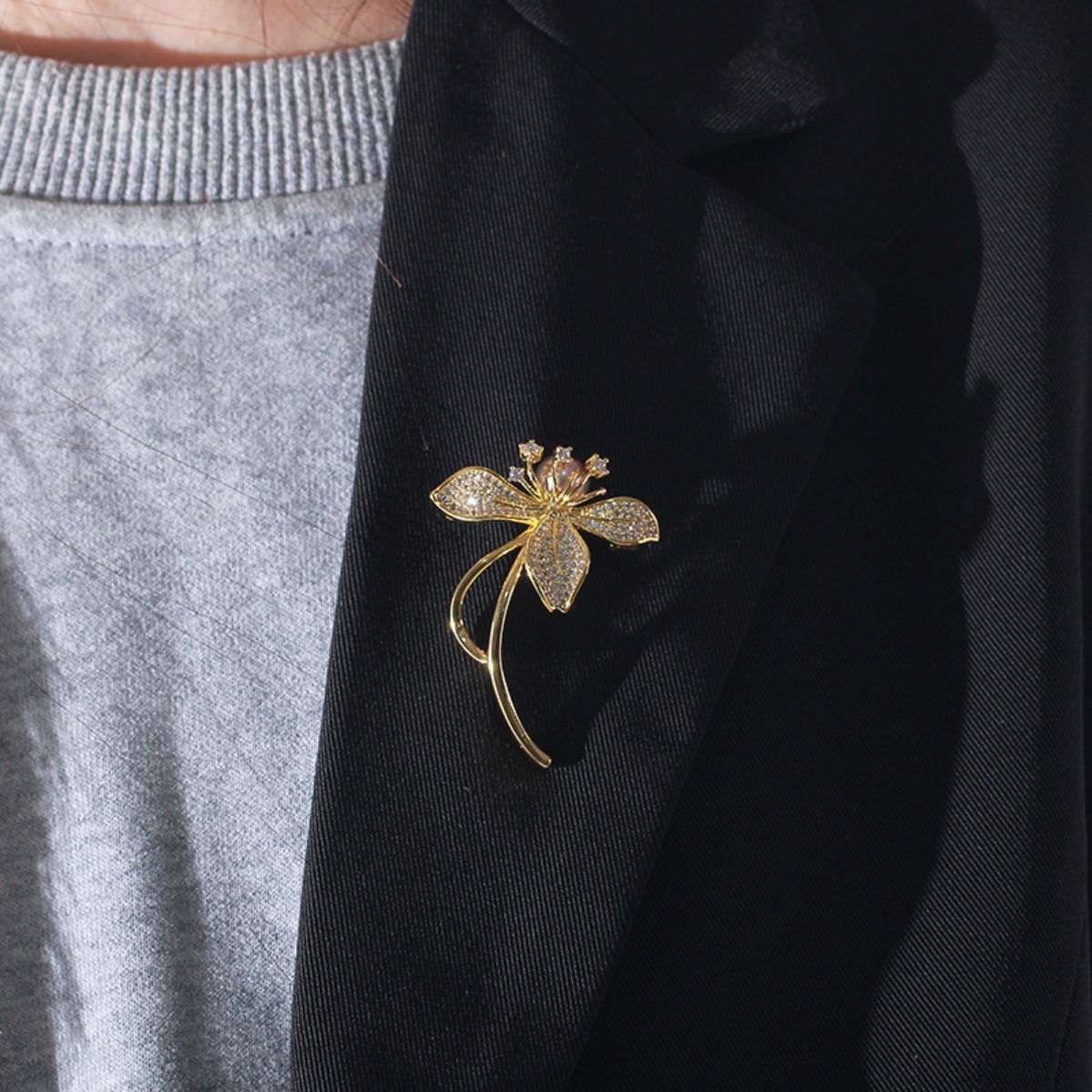 เข็มกลัดเปล่าดีไซน์เรียบง่าย ช - Brooch Pin Gold บทวิจารณ์และราคา