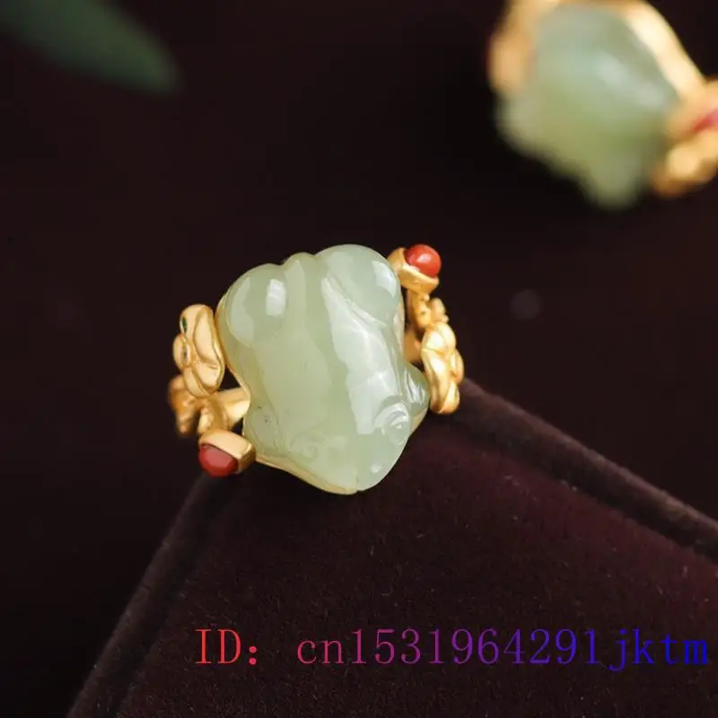 หยกสีเขียวกบแหวน Charms ธรรมชา - Women Accessories Trending บทวิจารณ์และราคา
