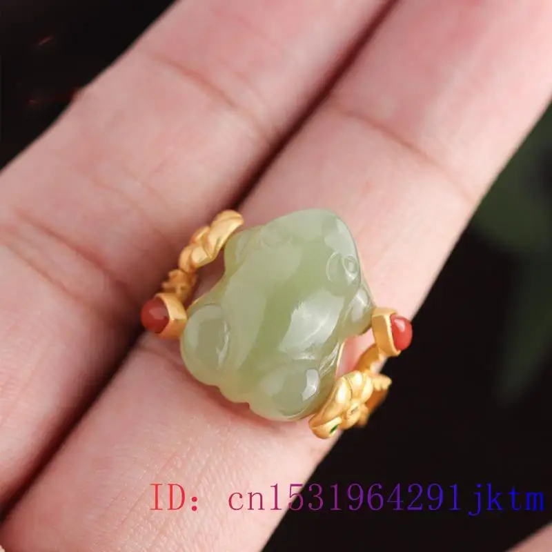 หยกสีเขียวกบแหวน Charms ธรรมชา - Women Accessories Trending บทวิจารณ์และราคา