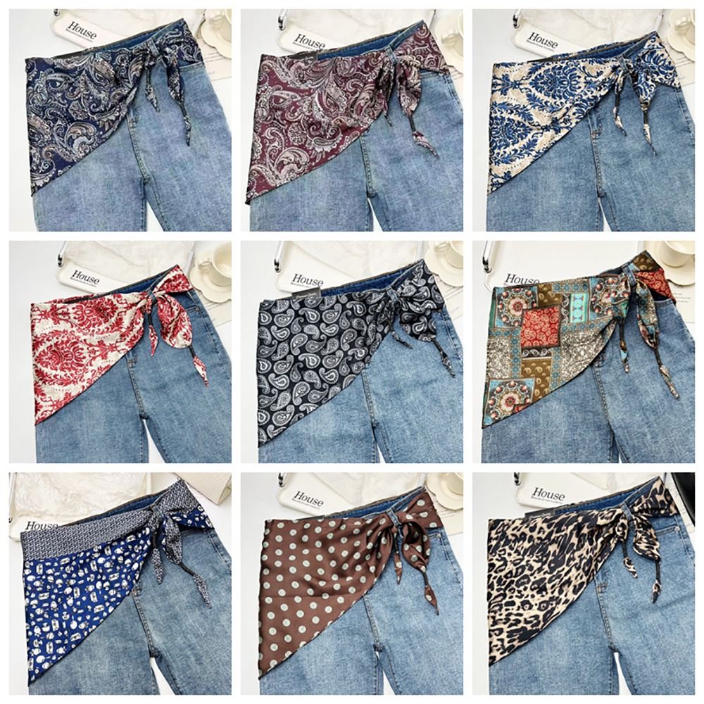 ผ้าพันคอไหมเทียมลายดอกแคชเมียร - Women'S Jeans Accessories บทวิจารณ์และราคา