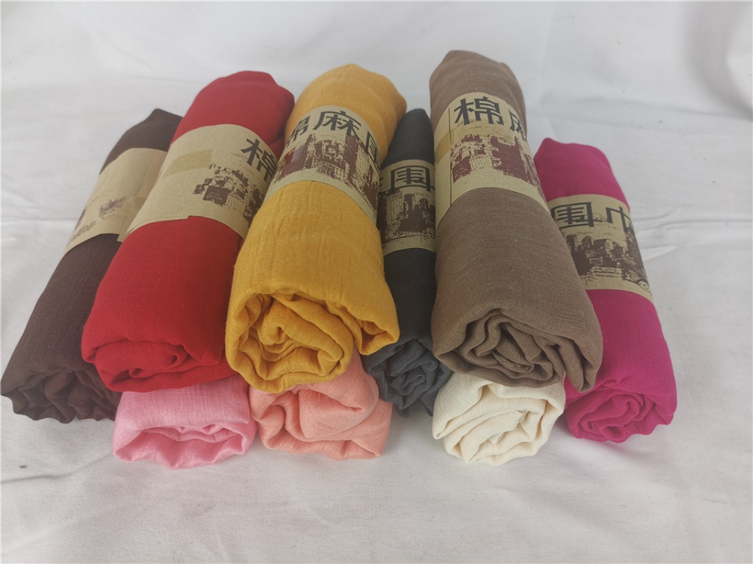 ผ้าพันคอผ้าลินินผสมฝ้ายสีพื้นเ - Women Accessories Wholesale China บทวิจารณ์และราคา
