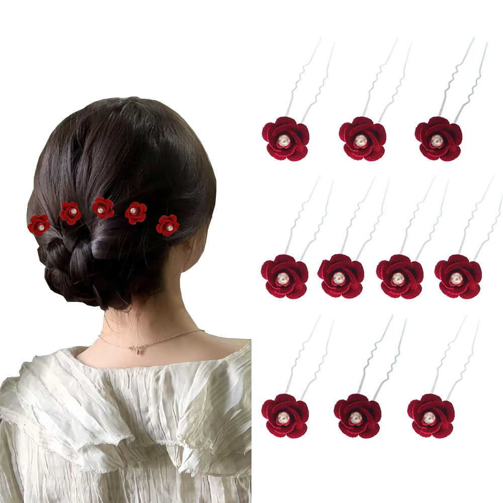 10 ชิ้น Rose อุปกรณ์เสริมผมงาน - Women'S Red Accessories บทวิจารณ์และราคา