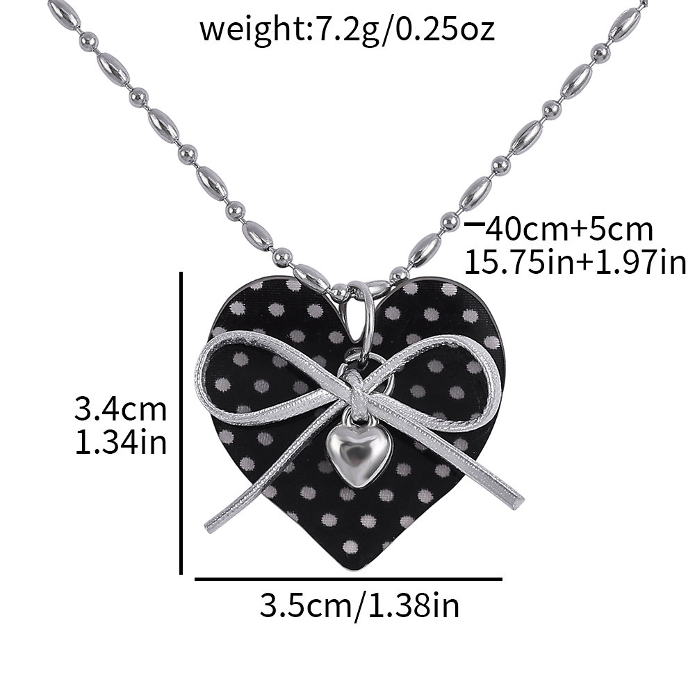 สร้อยคอจี้รูปหัวใจลายจุดสีดำสไ - Women Accessories Trending บทวิจารณ์และราคา