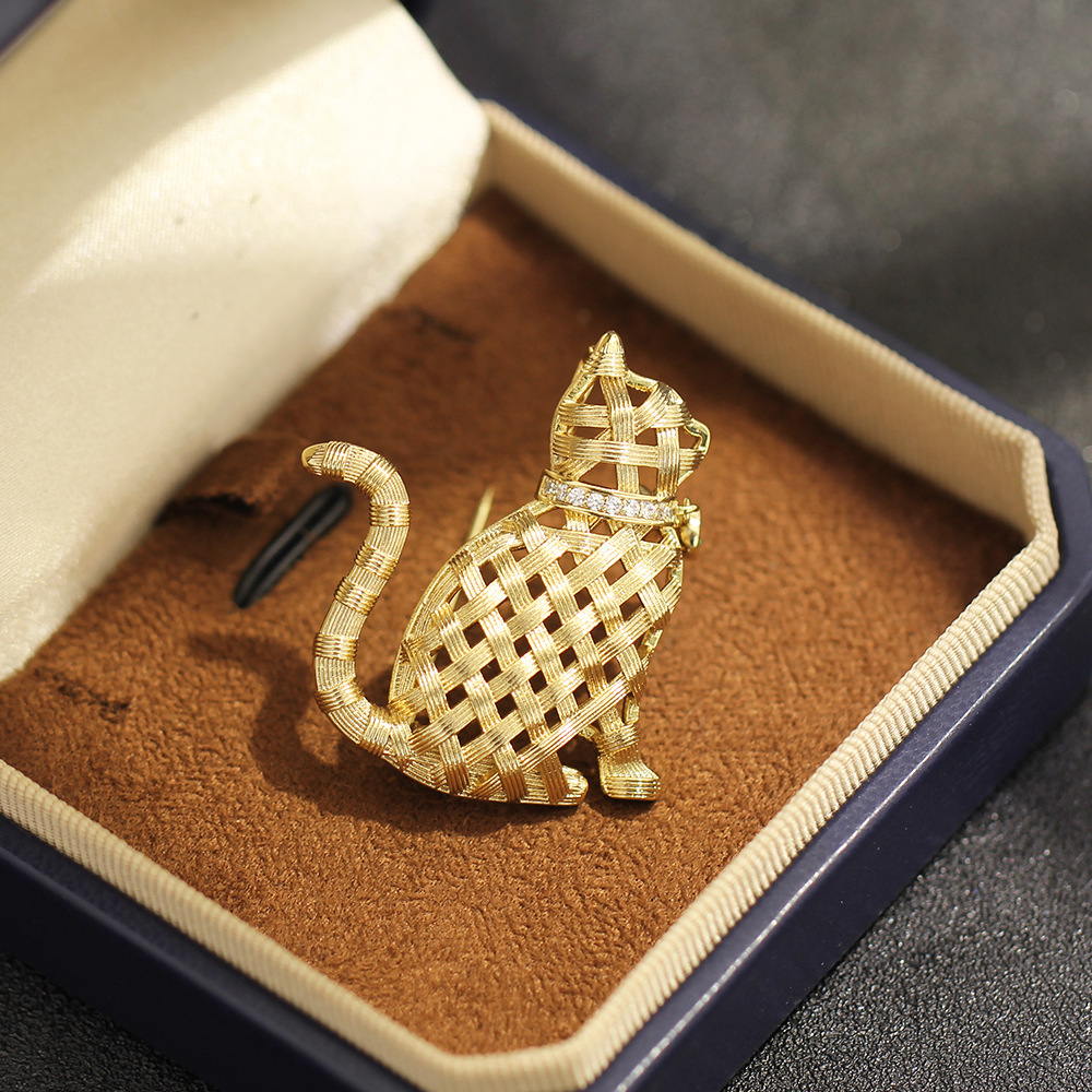 เข็มกลัดรูปแมวน่ารัก ประดับเพช - Brooch Pin Gold บทวิจารณ์และราคา