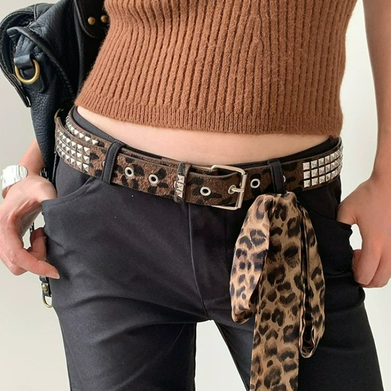 เข็มขัดลายเสือดาว Y2K ประดับหม - Women'S Jeans Accessories บทวิจารณ์และราคา
