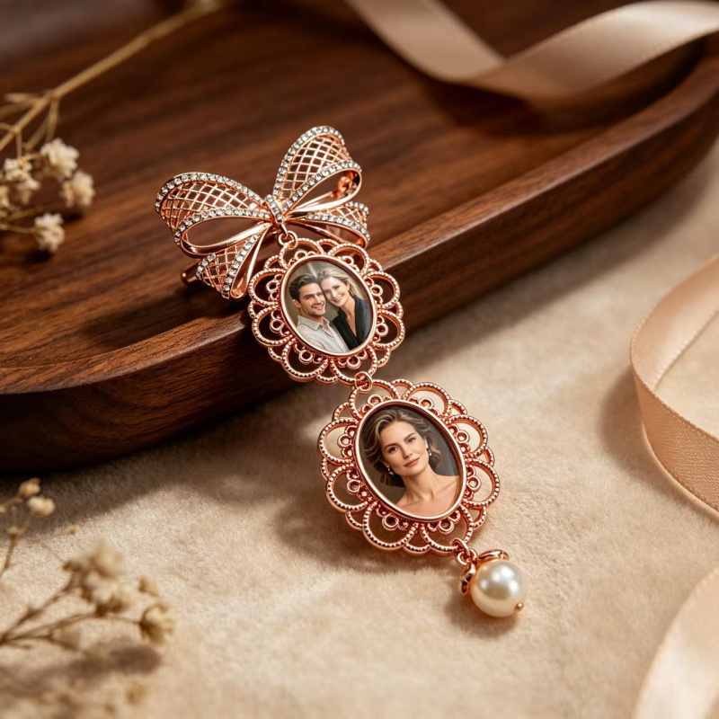 เข็มกลัดรูปโบว์ประดับภาพถ่ายตา - Brooch Pin Gold บทวิจารณ์และราคา