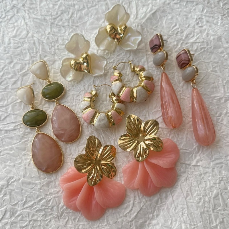 ต่างหูสีชมพูหวานลายดอกไม้ทรงหย - Women Accessories Wholesale China บทวิจารณ์และราคา
